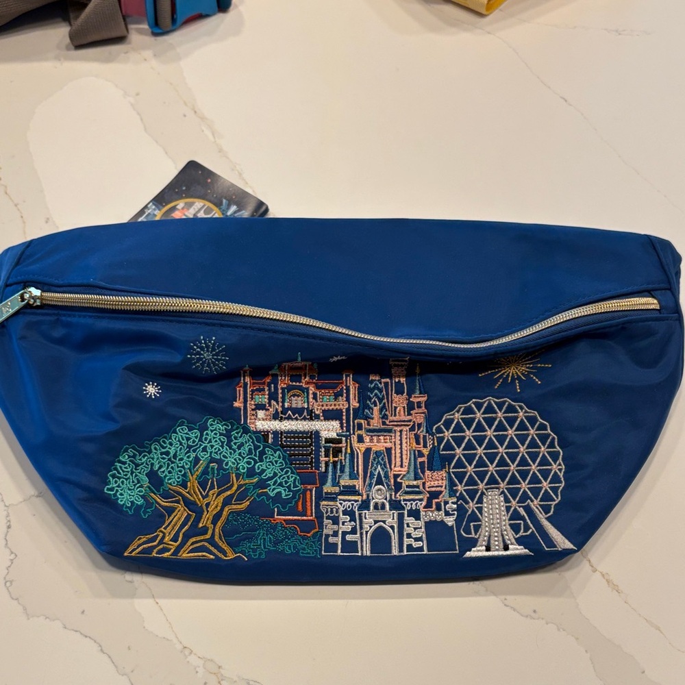 Embroidered Navy Blue Crossbody Waist Bag Disney world